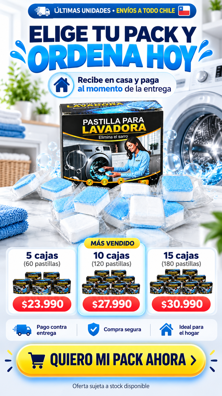 LavaClean Pro™-Pack De 12 Pastillas Limpia Lavadora