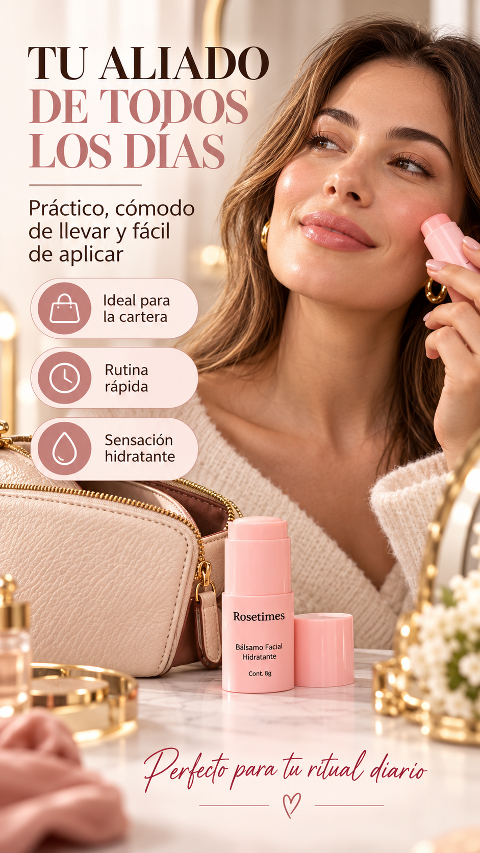 Rosetimes Radiance — Bálsamo Facial Hidratante Antiarrugas.