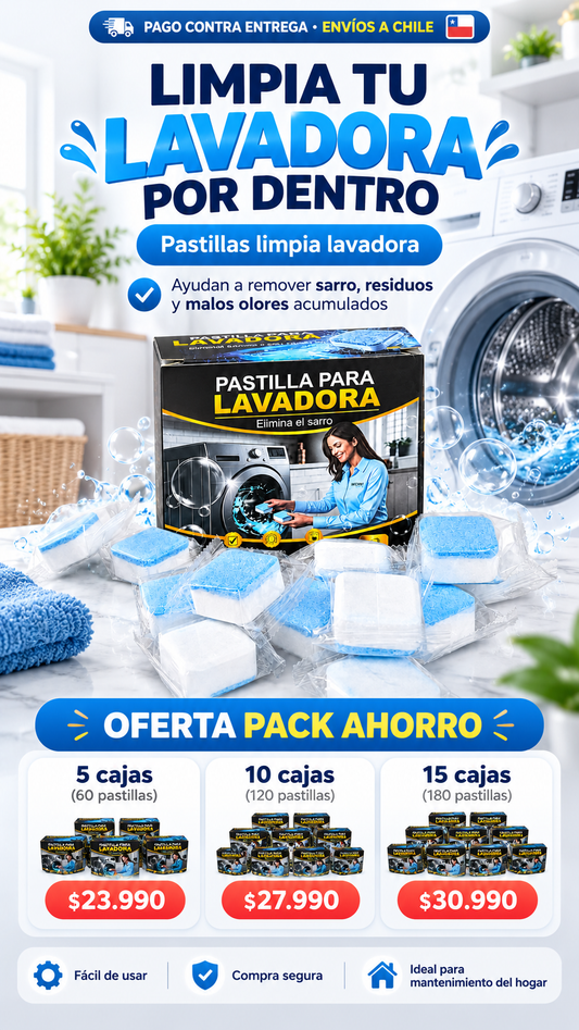 LavaClean Pro™-Pack De 12 Pastillas Limpia Lavadora