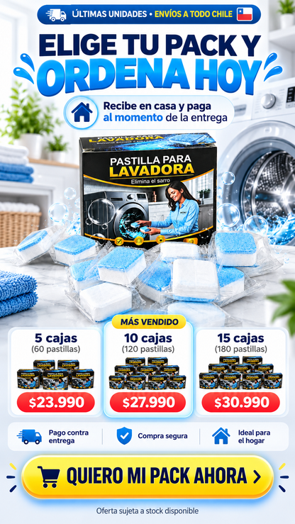 LavaClean Pro™-Pack De 12 Pastillas Limpia Lavadora